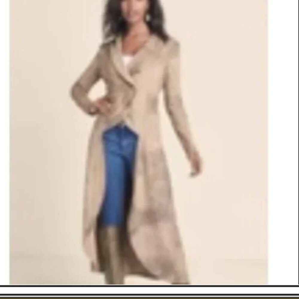 Venus Faux Suede Tuxedo Jacket = Large or XL  Below Knee NEW